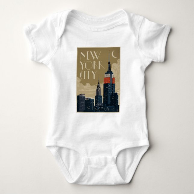 New York City Skyline Baby Bodysuit (Front)