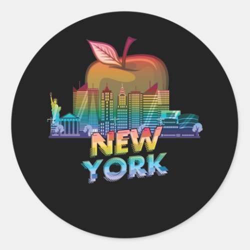 New York City Skyline Big Apple State Souvenir NYC Classic Round Sticker