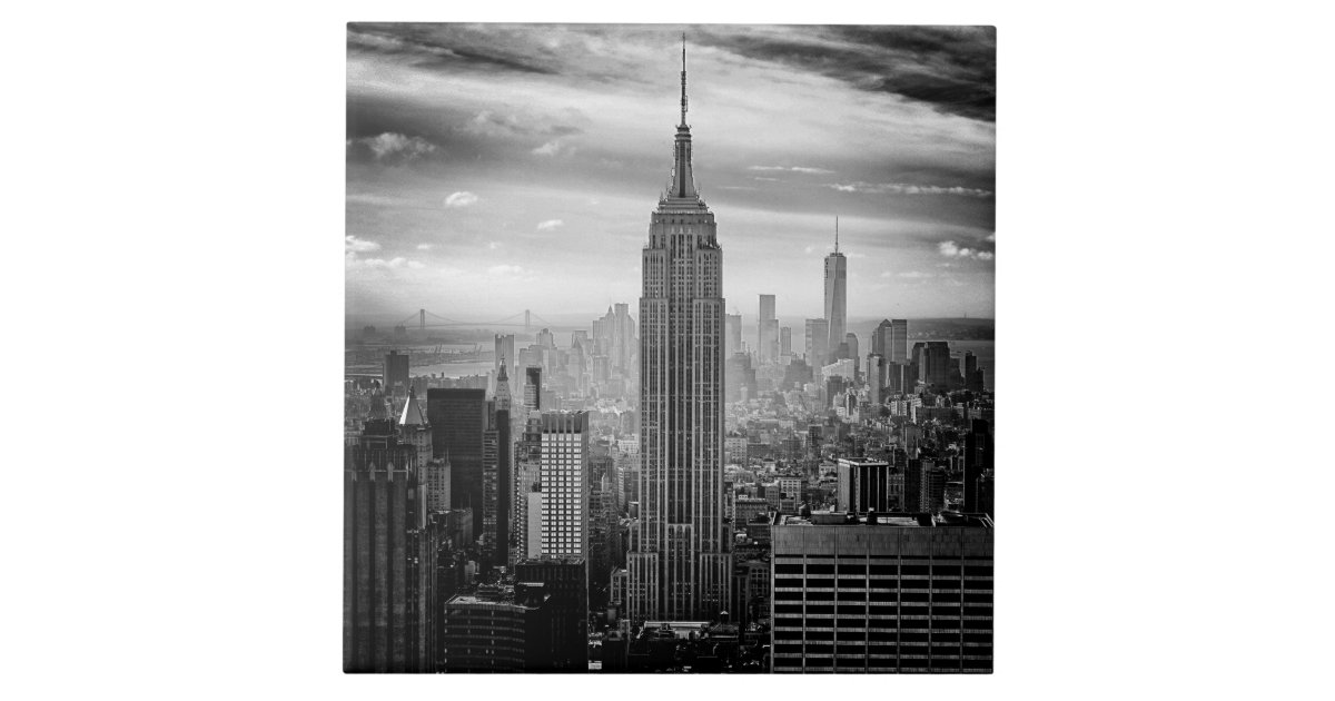 New York City skyline black and white Ceramic Tile | Zazzle
