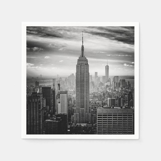 New York City skyline black and white Napkins (Front)