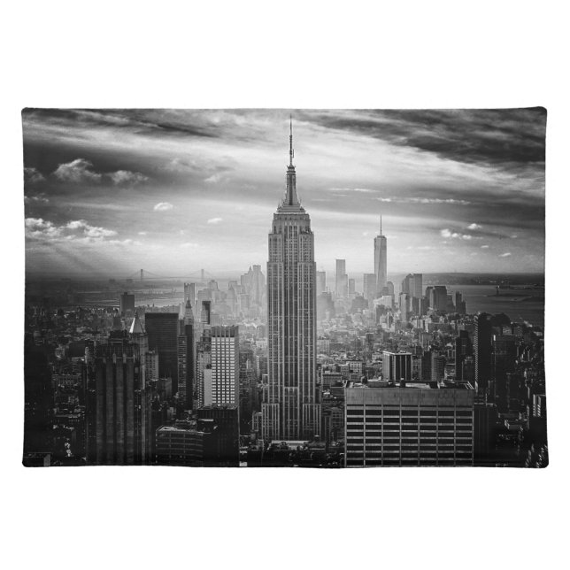 New York City skyline black and white Placemat (Front)