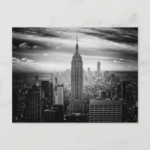 New York City skyline black and white Postcard