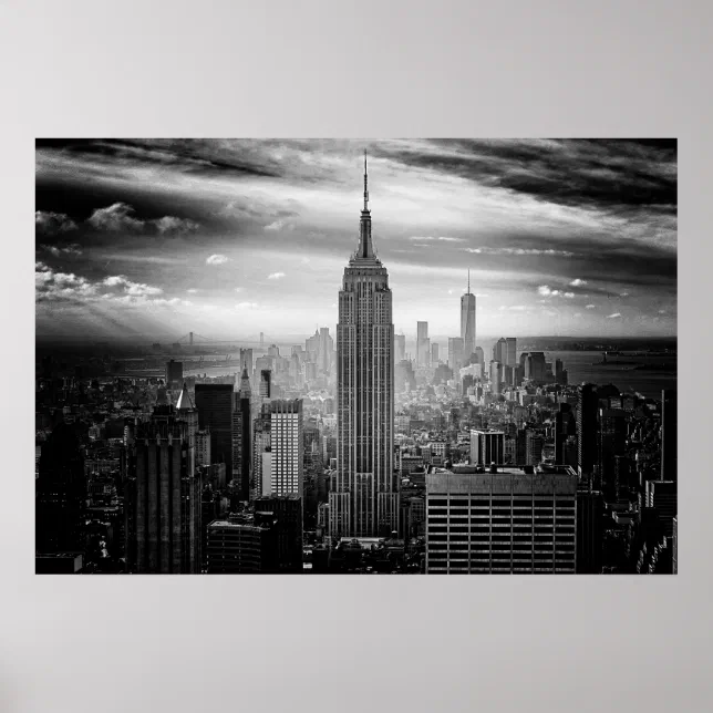 New York City skyline black and white Poster | Zazzle