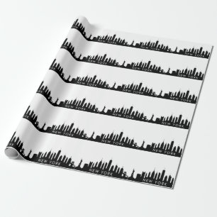 New York city Skyline Black Big Apple Modern Wrapping Paper