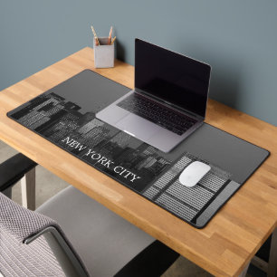 New York City Skyline Black Modern Manhattan NYC Desk Mat