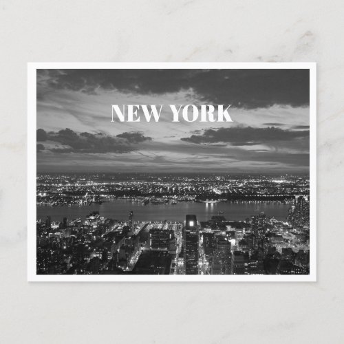 New York City Skyline Black White Landscape Holiday Postcard