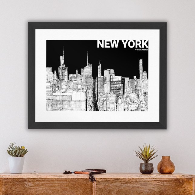 New York City Skyline Black White Sketch Mate Poster (New York City Skyline Black White Sketch Mate Poster)