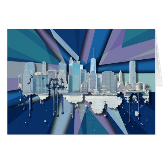 New York City Skyline | Blue 3D (Front Horizontal)