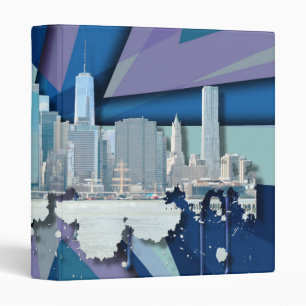 New York City Skyline   Blue 3D Binder