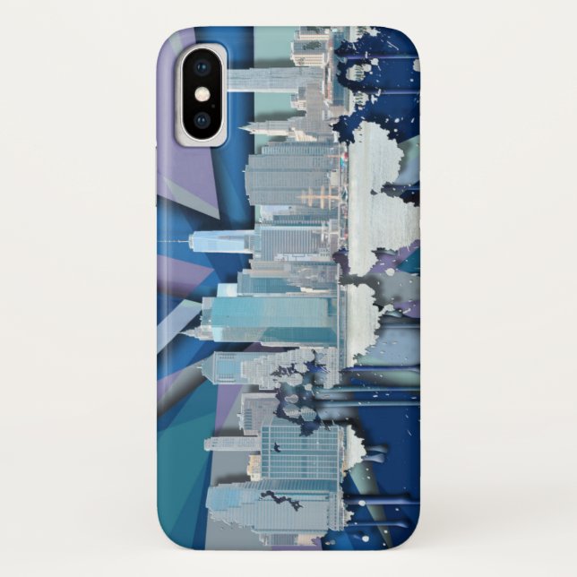 New York City Skyline | Blue 3D Case-Mate iPhone Case (Back)