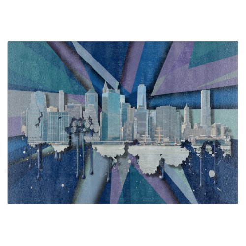 New York City Skyline  Blue 3D Cutting Board