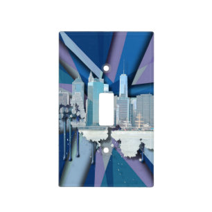 New York City Skyline Blue 3D Light Switch Cover