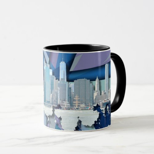 New York City Skyline  Blue 3D Mug