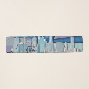 New York City Skyline Blue 3D Scarf
