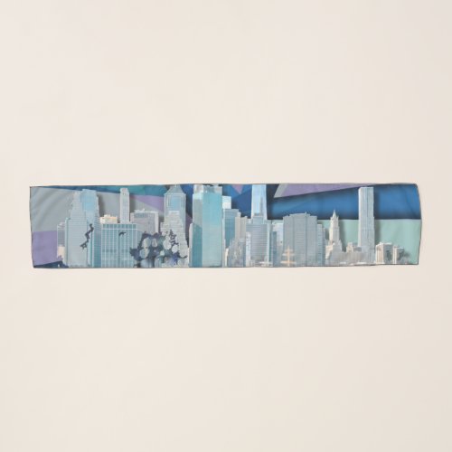 New York City Skyline  Blue 3D Scarf