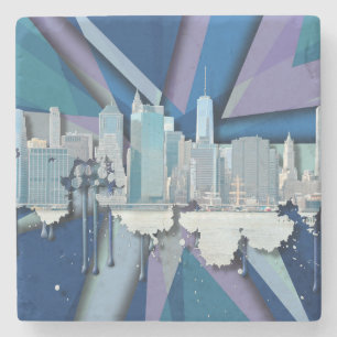 New York City Skyline   Blue 3D Stone Coaster
