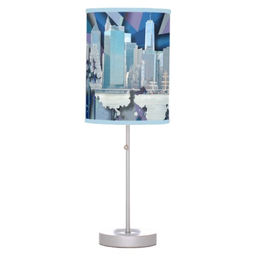 New York City Skyline  Blue 3D Table Lamp