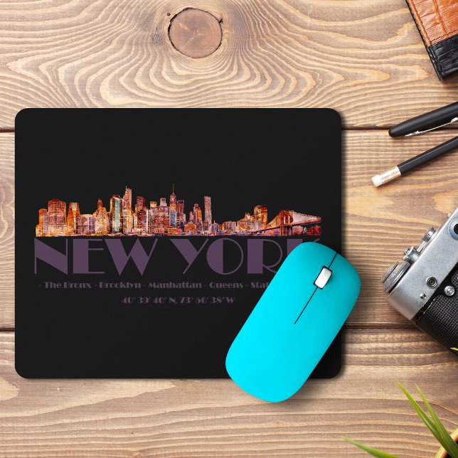 New York City Skyline. Boroughs and Coordinates Mouse Pad (Creator Uploaded)