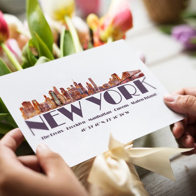 New York City Skyline. Boroughs and Coordinates Postcard (Creator Uploaded)