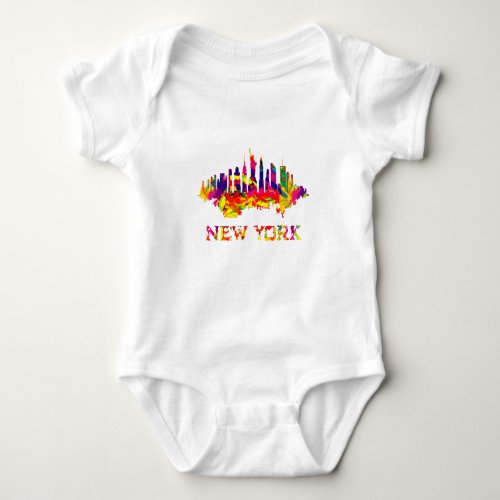 New York City skyline bright colorful Baby Bodysuit