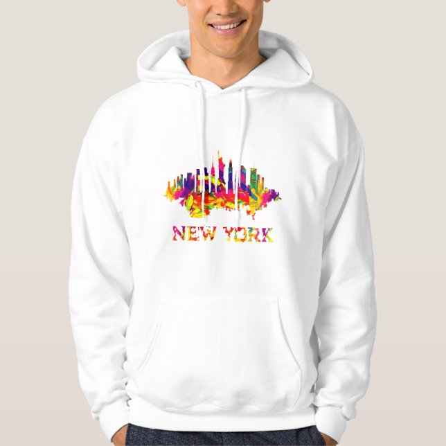 New York City skyline bright colorful Hoodie (Front)