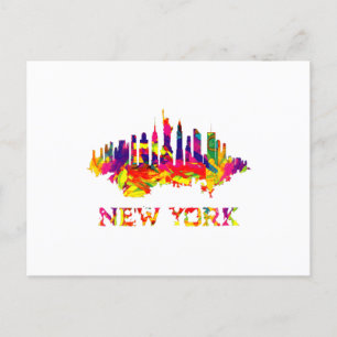 New York City skyline bright colorful Postcard