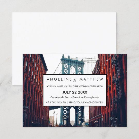 New York City Skyline Brooklyn Wedding Invitation
