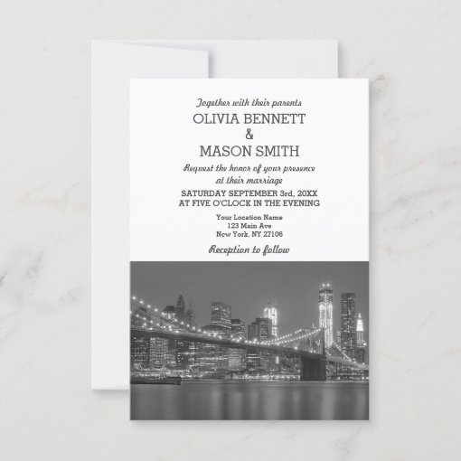 New York City Skyline Brooklyn Wedding Invitation Zazzle
