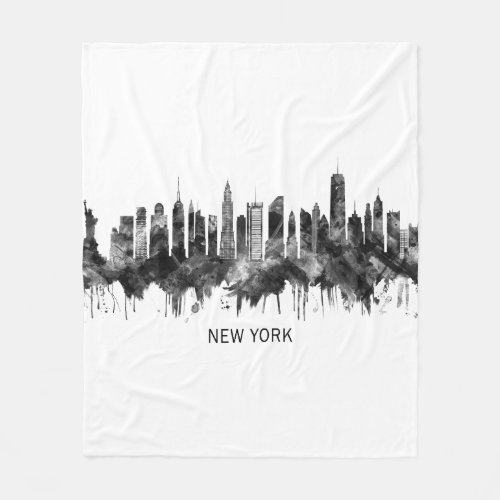 New York City Skyline BW Fleece Blanket