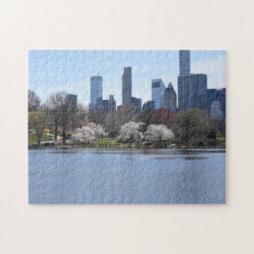 New York City Skyline Central Park Lake NYC Photo Jigsaw Puzzle