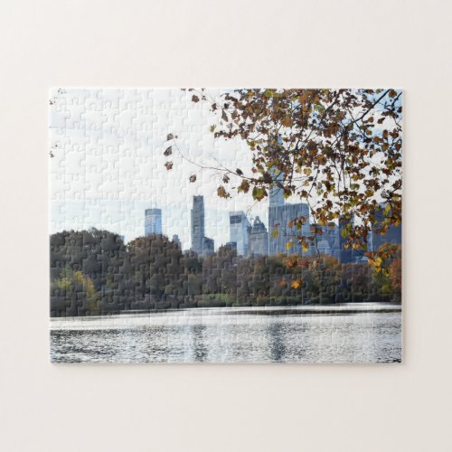 New York City Skyline Central Park Lake NYC Photo Jigsaw Puzzle