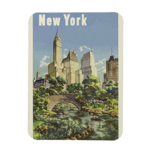 New York City Skyline Central Park Vintage Retro Magnet