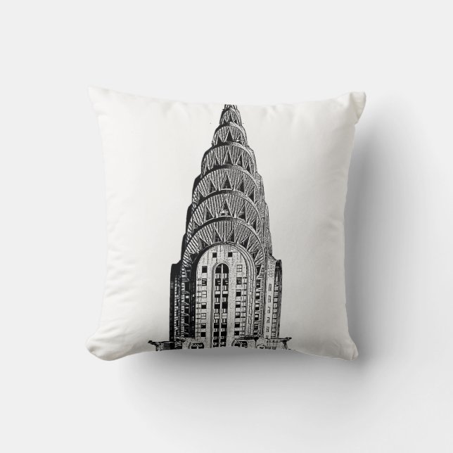 New York City Skyline: Chrysler Building Dome Throw Pillow (Front)