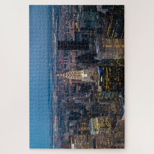 New York City Skyline Cityscape Night Lights Jigsaw Puzzle