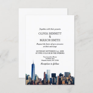 New York City Skyline Cityscape Wedding Invitation