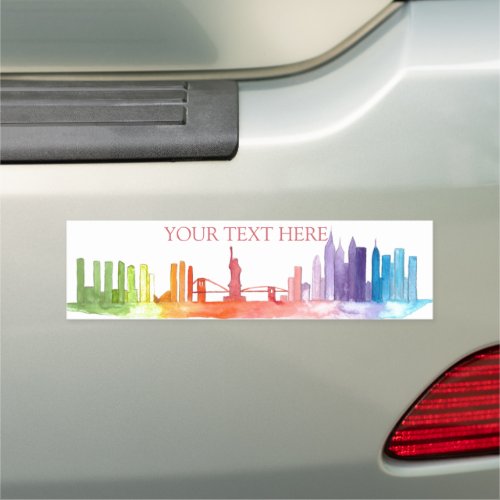NEW YORK CITY skyline Colorful rainbow modern Car Magnet