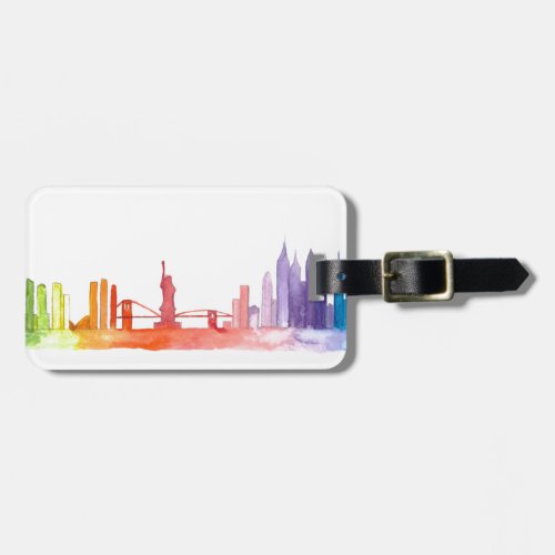 NEW YORK CITY skyline colorful watercolor NYC Luggage Tag