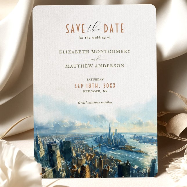 New York City Skyline Dawn Save-the-Date Invitation (Creator Uploaded)