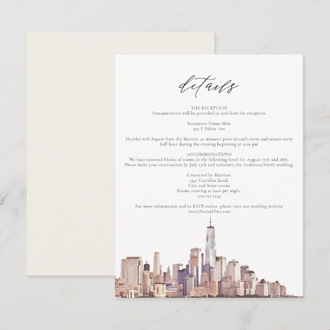 NEW YORK CITY Skyline Details Insert Card (Front/Back)
