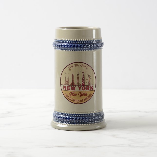 New York City Skyline Emblem Beer Stein (Center)