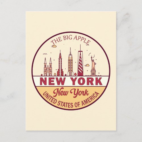 New York City Skyline Emblem Postcard