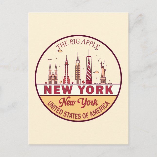 New York City Skyline Emblem Postcard (Front)