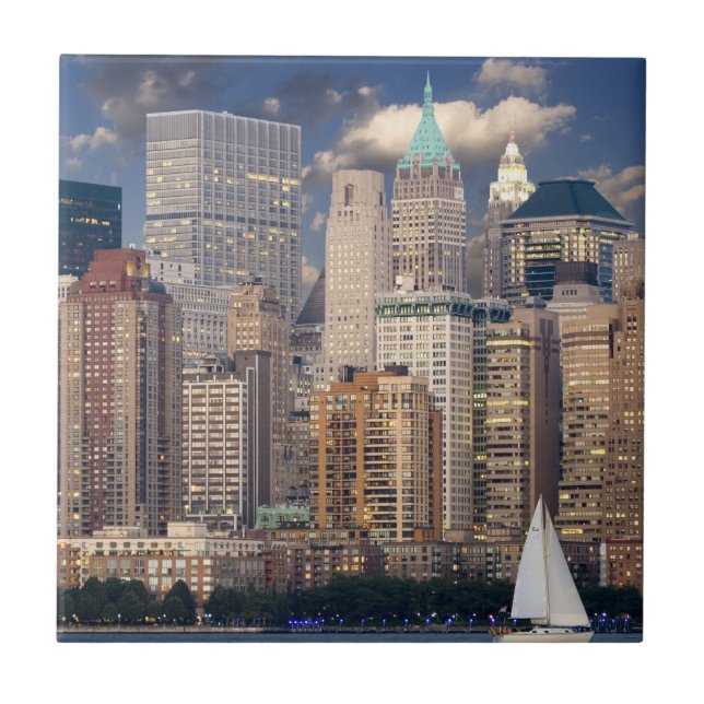 New York City Skyline from Hudson River Ceramic Tile (Front)