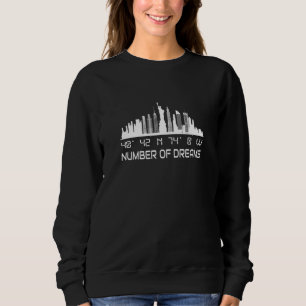 New York City Skyline GPS Coordinates Tourist USA Sweatshirt