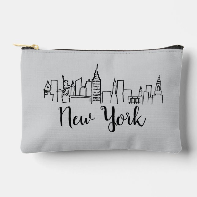 New York City Skyline Illustration  Accessory Pouch (Front)