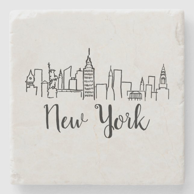 New York City Skyline Illustration Coaster (Front)