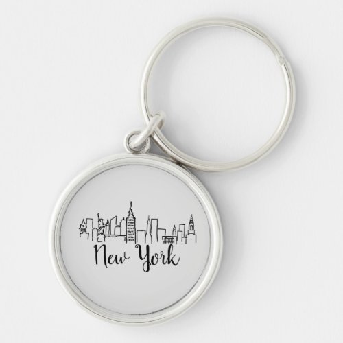 New York City Skyline Illustration Keychain