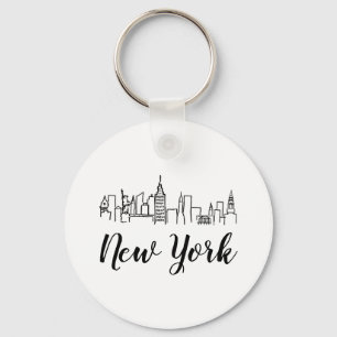 New York City Skyline Illustration Keychain