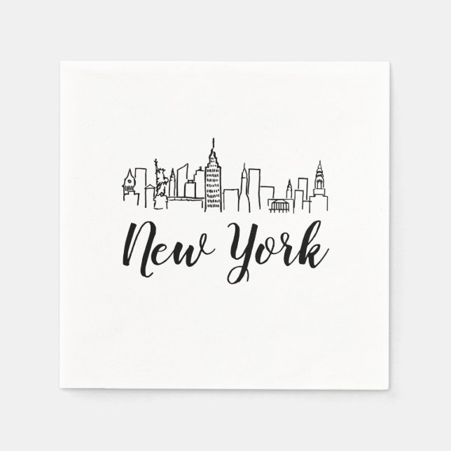 New York City Skyline Illustration Napkins (Front)