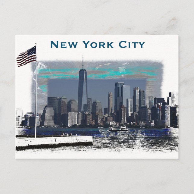 New York City Skyline Illustration Postcard (Front)
